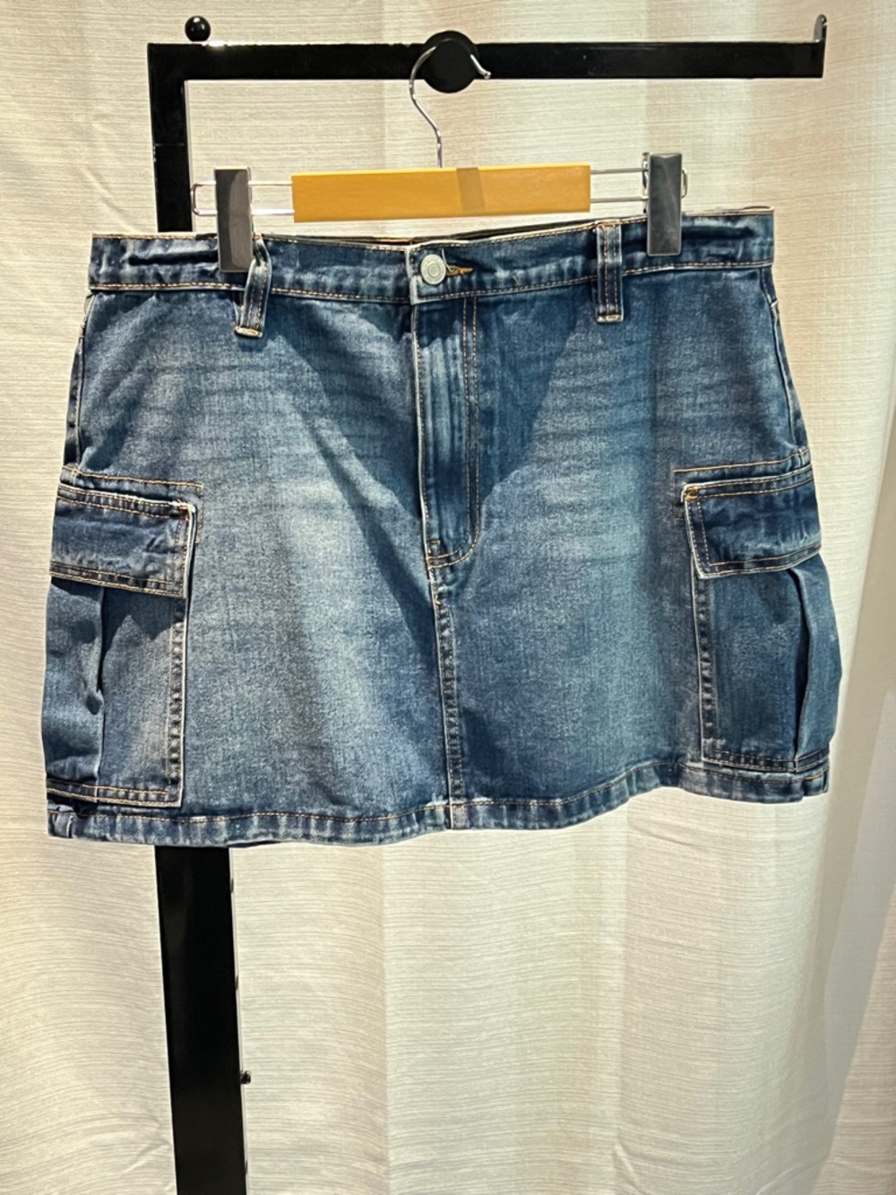 3 for $30 Bluenotes 100% Cotton Denim Cargo Mini Skirt - Blue